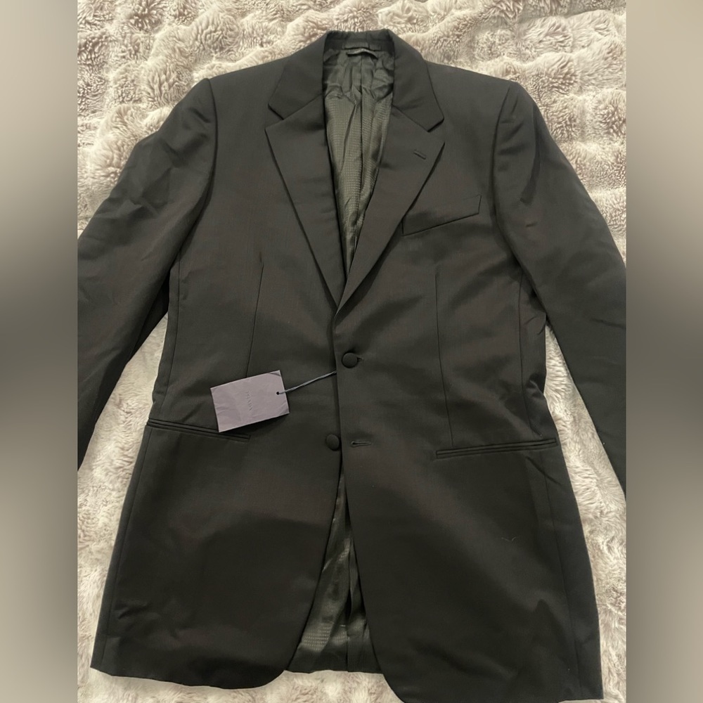Prada Mens Single-breasted Wool Black Jacket Sz 42L